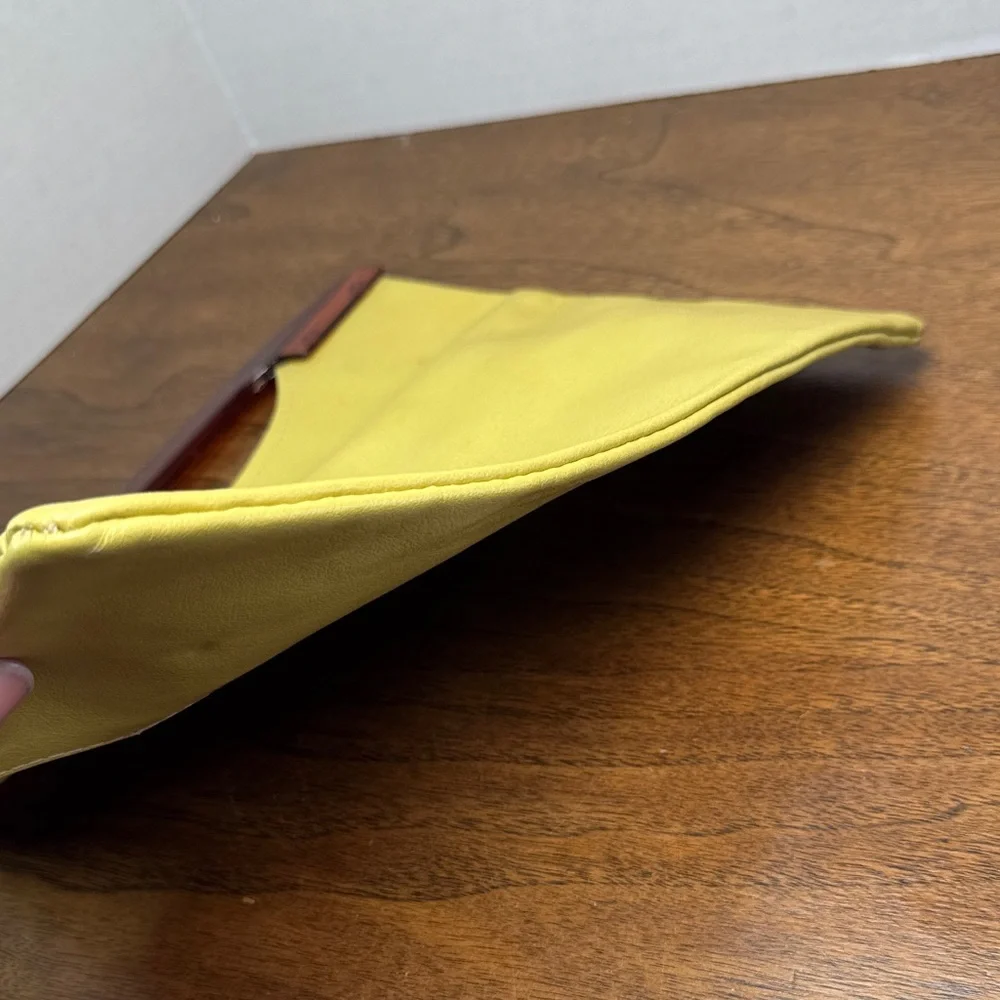 70s Vintage Roger Gimlet Foldable Lucite Yellow Leather Envelope Clutch Bag